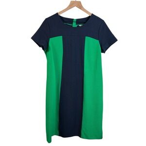 Boden Womens 10 Long Green Blue Colorblock Short Sleeve Knee Length Lizzie Dress